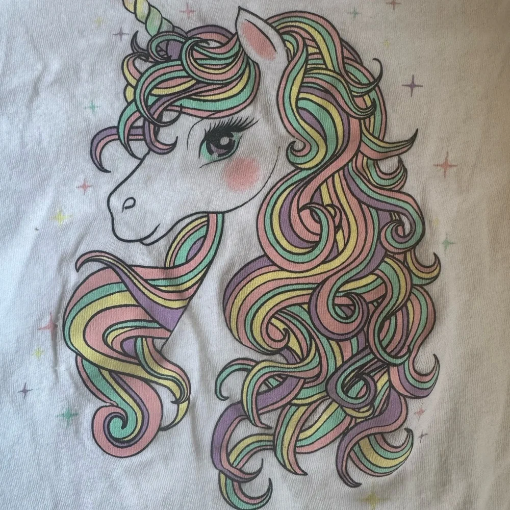 The Children's Place White Short Sleeve Tee with‎ Unicorn Design